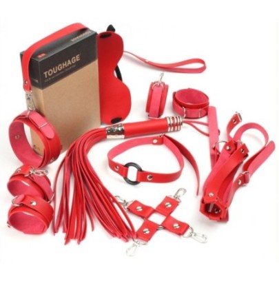 Coffret Bondage SM OBEDIENCE 10 Pièces Rouge