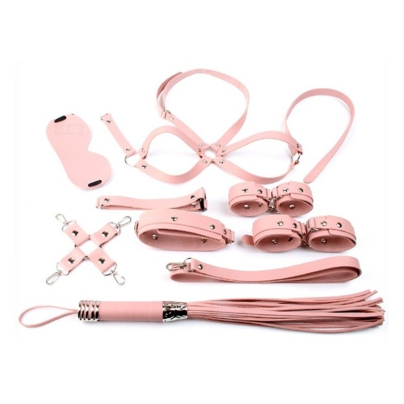 Coffret Bondage SM Obedience 10 Pièces Rose