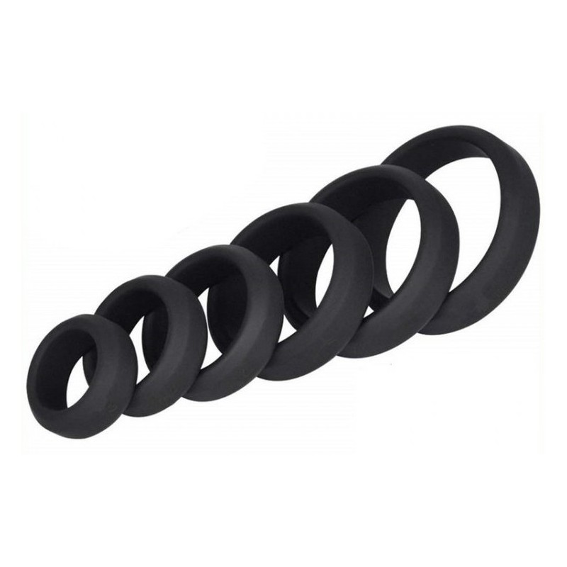 Lot de 6 cockrings Silicone Hyperion Noir