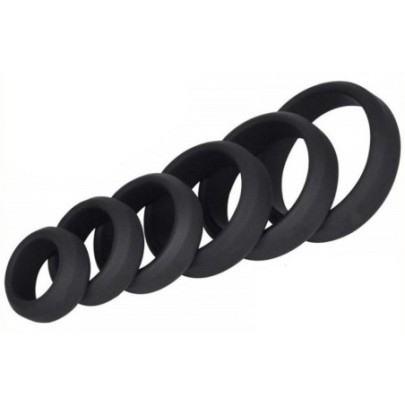 Lot de 6 cockrings Silicone Hyperion Noir- Cockrings Flexibles en stock sur Fun et plaisirs