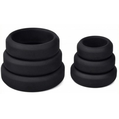 Lot de 6 cockrings Silicone Hyperion Noir