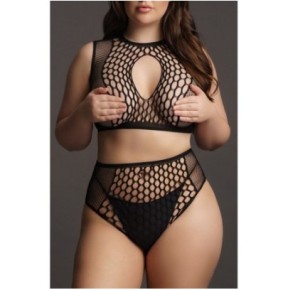 Ensemble résille Grande Taille Alya - Noir