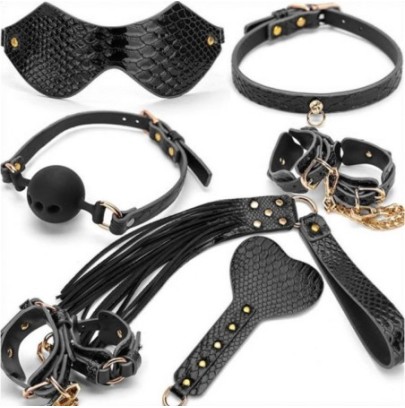 Kit BDSM 7 Pièces Caïman Noir- Kit SM en stock sur Fun et plaisirs