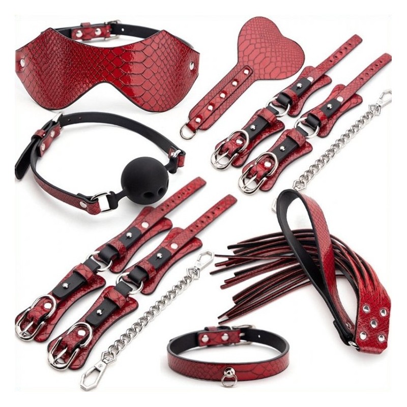 Kit BDSM 7 Pièces Caïman Rouge