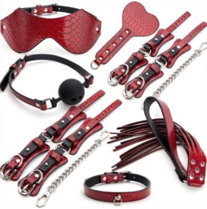 Kit BDSM 7 Pièces Caïman Rouge- Kit SM en stock sur Fun et plaisirs