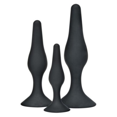 Lot de 3 plugs silicone Curvy Noirs- Plugs Débutant & Kits en stock sur Fun et plaisirs