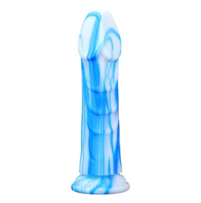 Gode Vipriks 18 x 5cm Bleu-Blanc- GODE EN SILICONE en stock sur Fun et plaisirs