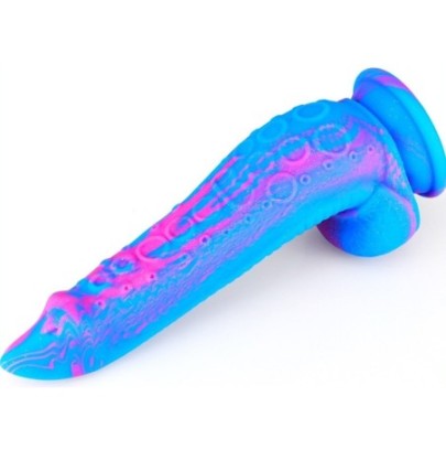 Gode silicone Inkipus 18 x 5.5cm Bleu-Rose