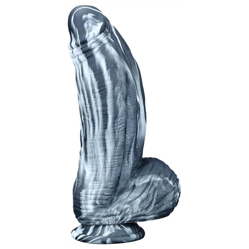 Gode silicone Fat Dick 18 x 6.5cm Noir-Blanc