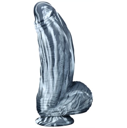 Gode silicone Fat Dick 18 x 6.5cm Noir-Blanc- GODE EN SILICONE en stock sur Fun et plaisirs