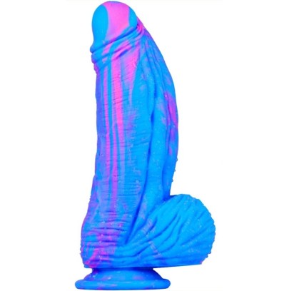 Gode Silicone Fat Dick 18 x 6.5cm Bleu-Rose- GODE EN SILICONE en stock sur Fun et plaisirs