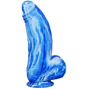 Gode Silicone Fat Dick 18 x 6.5cm Bleu-Blanc- GODE EN SILICONE en stock sur Fun et plaisirs