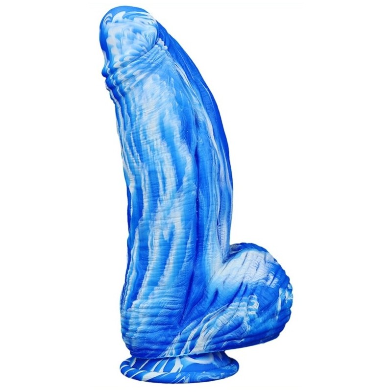 Gode Silicone Fat Dick 18 x 6.5cm Bleu-Blanc