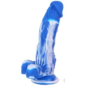 Gode Gridy 15 x 4cm Bleu-Blanc- GODE EN SILICONE en stock sur Fun et plaisirs