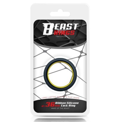 Cockring silicone Beast Ring 36mm Noir-Jaune