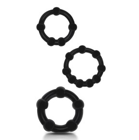 Lot de 3 mini cockrings souples Beaded Set Noirs- Cockrings Flexibles en stock sur Fun et plaisirs