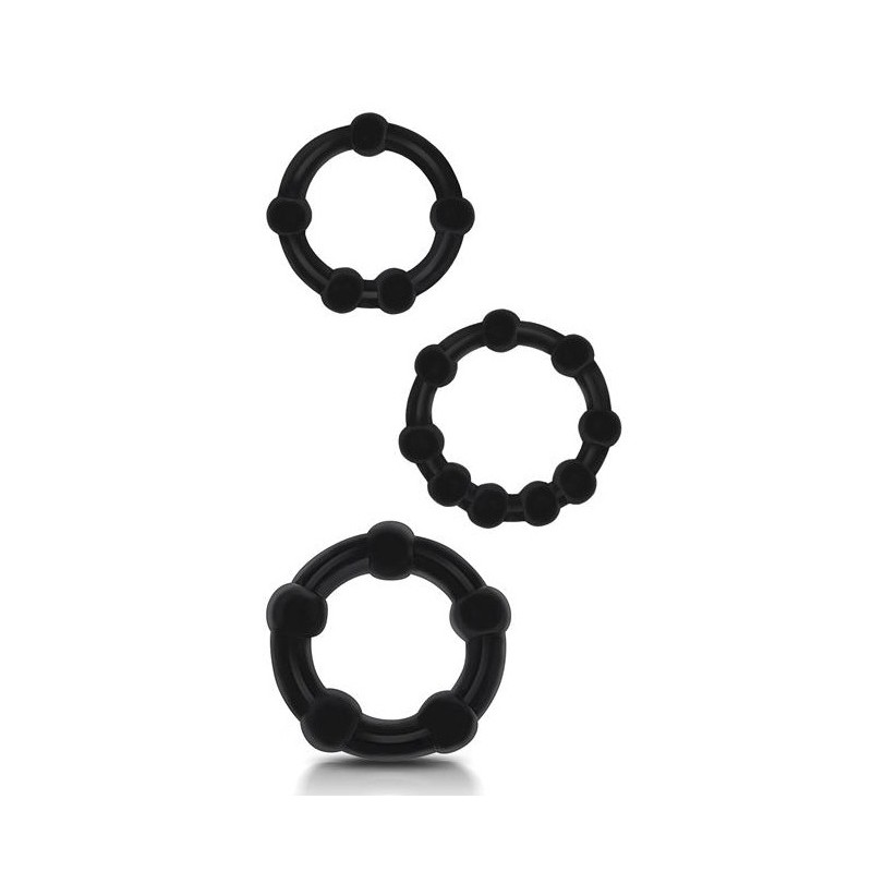 Lot de 3 mini cockrings souples Beaded Set Noirs