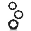 Lot de 3 mini cockrings souples Beaded Set Noirs