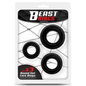 Lot de 3 cockrings souples Beast Ring Noirs