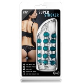 Masturbateur souple Super Stroker Transparent-Bleu