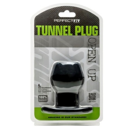 Ass Tunnel Plug Silicone Noir Large 7.6 x 6.2 cm