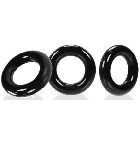 Lot de 3 cockrings Willy Rings Noir- Cockrings Flexibles en stock sur Fun et plaisirs