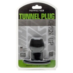 Ass Tunnel Plug Silicone Noir Medium 7 x 5.2 cm