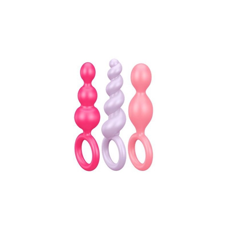 Kit 3 Plugs Silicone Booty Call Satisfyer 9.5 x 2.5cm Roses