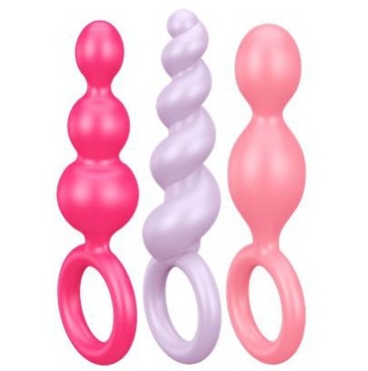 Kit 3 Plugs Silicone Booty Call Satisfyer 9.5 x 2.5cm Roses- Plugs Débutant & Kits en stock sur Fun et plaisirs