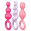 Kit 3 Plugs Silicone Booty Call Satisfyer 9.5 x 2.5cm Roses