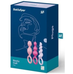 Kit 3 Plugs Silicone Booty Call Satisfyer 9.5 x 2.5cm Roses