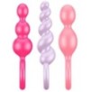 Kit 3 Plugs Silicone Booty Call Satisfyer 9.5 x 2.5cm Roses