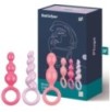 Kit 3 Plugs Silicone Booty Call Satisfyer 9.5 x 2.5cm Roses