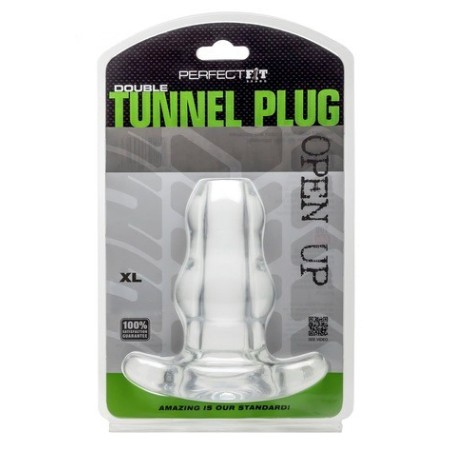 Double Tunnel Plug Transparent Extra-Large 14 x 8.3 cm