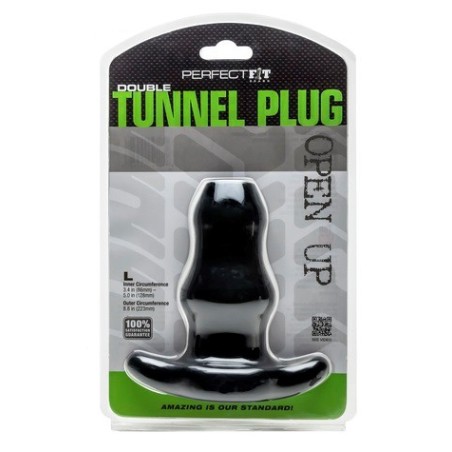 Double Tunnel Plug Noir Large12 x 7 cm