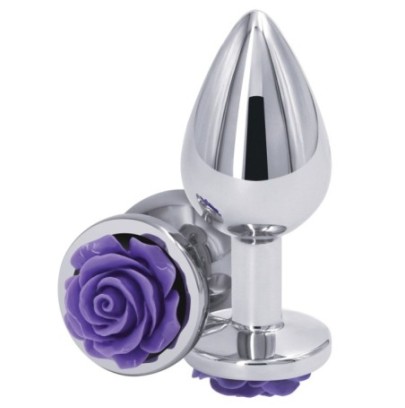 Plug bijou Rear M 7 x 3.4cm Argenté-Violet- Bijoux Anal en stock sur Fun et plaisirs