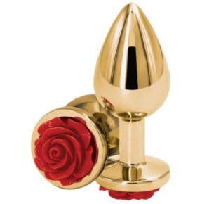 Plug Bijou Rear M 7 x 3.4cm Doré-Rouge- Bijoux Anal en stock sur Fun et plaisirs