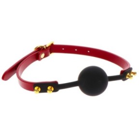 Bâillon Boule Silicone Taboom 4cm Noir-Rouge- Baillons BDSM en stock sur Fun et plaisirs