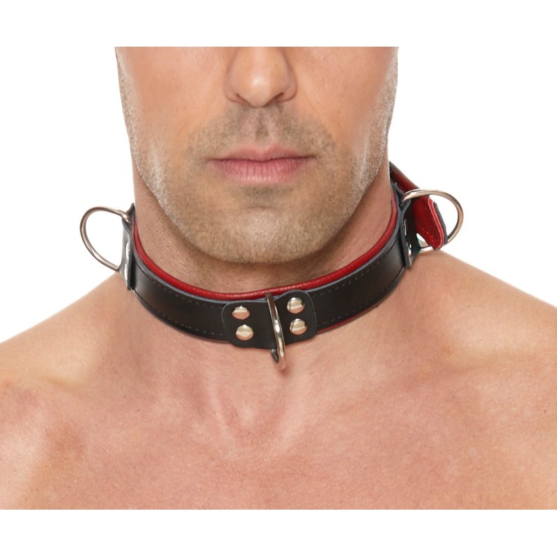 Collier Deluxe Bondage Noir-Rouge