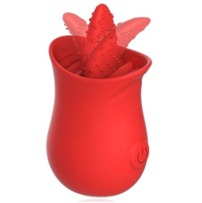 Stimulateur de clitoris Tongue Flower Rouge- 100% Clitoris en stock sur Fun et plaisirs