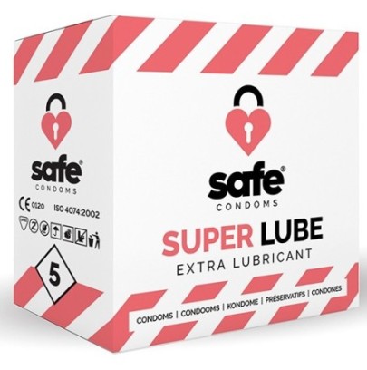 Préservatifs lubrifiés SUPER LUBE Safe x5- Préservatifs en stock sur Fun et plaisirs