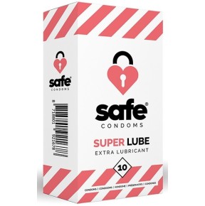 Préservatifs lubrifiés SUPER LUBE Safe x10- Préservatifs en stock sur Fun et plaisirs