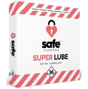 Préservatifs lubrifiés SUPER LUBE Safe x36- Préservatifs en stock sur Fun et plaisirs