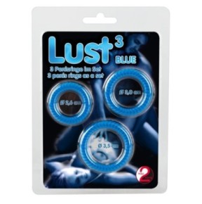 Lot de 3 cockrings Lust Bleus