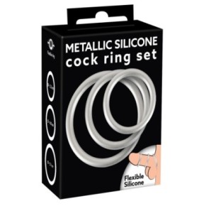 Lot de 3 cockrings Silicone Thin Ring Gris