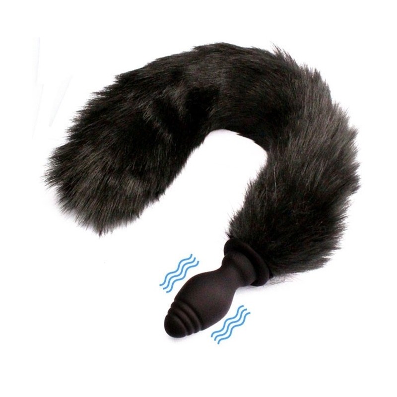 Plug Queue vibrant Fox Tail Vibe 6.5 x 3.2cm - Queue 40cm Noire