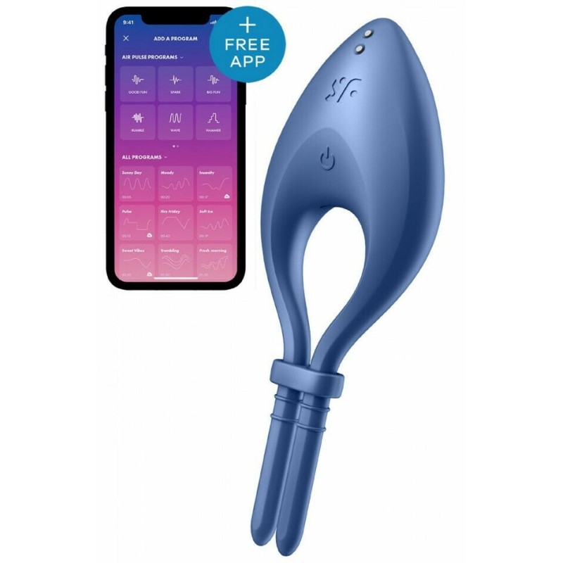 Cockring vibrant connecté Bullseye Satisfyer Bleu