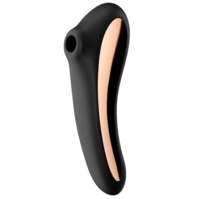 Stimulateur de clitoris Dual Kiss Satisfyer Noir- Stimulateurs à Aspiration en stock sur Fun et plaisirs