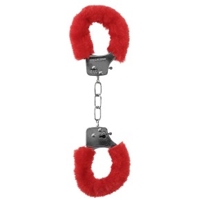 Menottes Pleasure Furry Rouges- Menottes en stock sur Fun et plaisirs