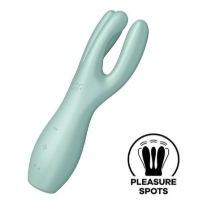 Stimulateur de clitoris Threesome Satisfyer 14cm Vert- Vibromasseurs Design en stock sur Fun et plaisirs